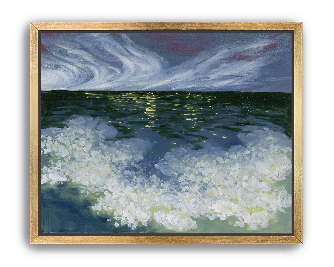 Foam and starlight at sea