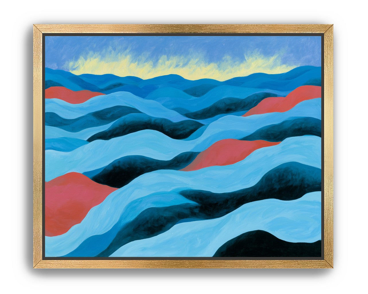 Blue hills under pale sky