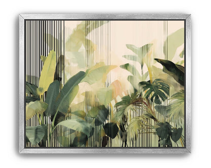 Green leaves in striped light