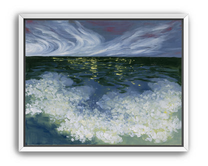Foam and starlight at sea