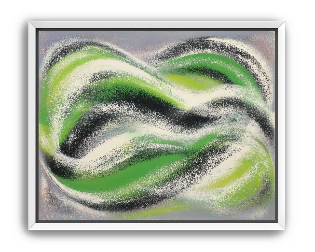 Green bands under white spray