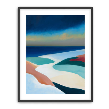 Sandbars under a heavy blue sky