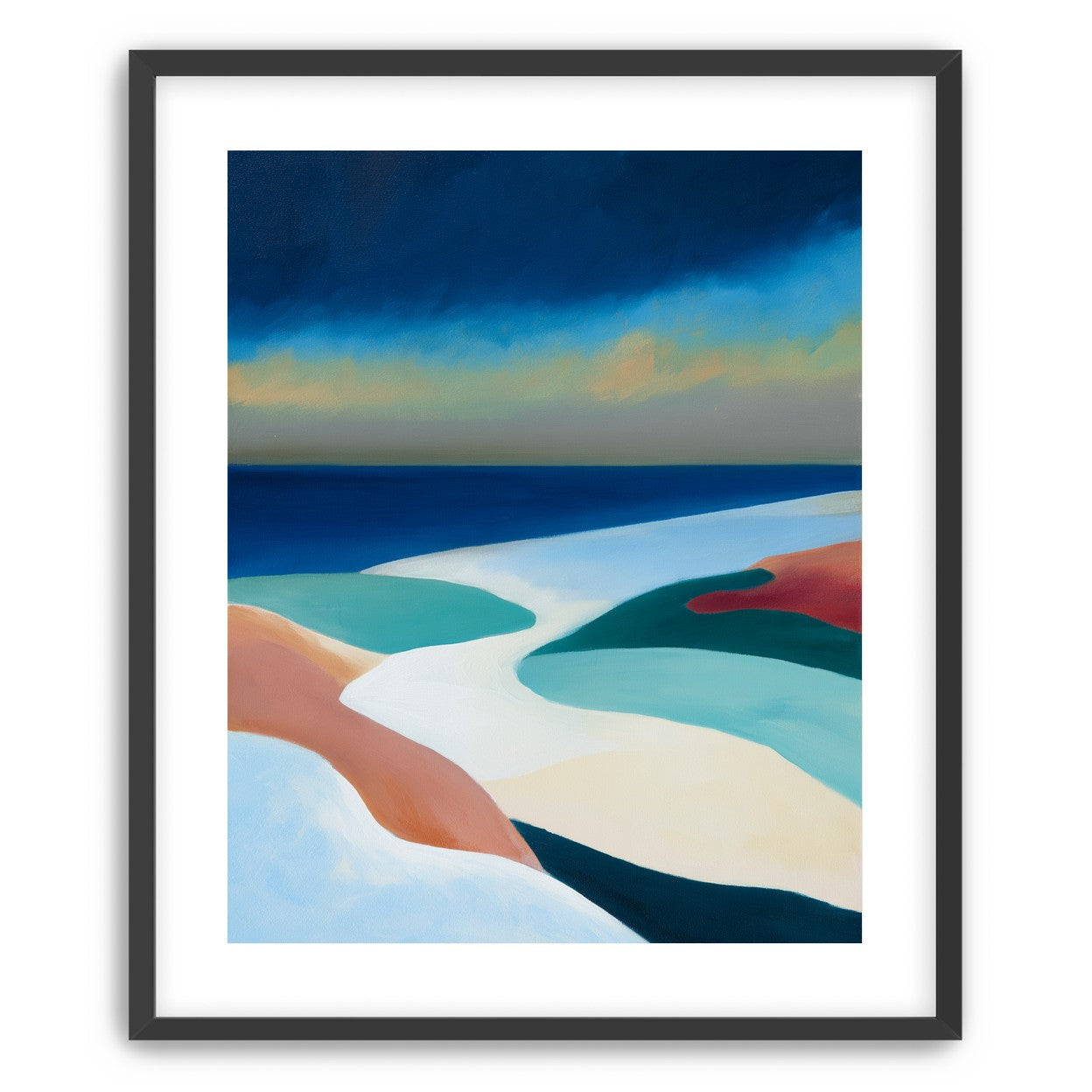 Sandbars under a heavy blue sky