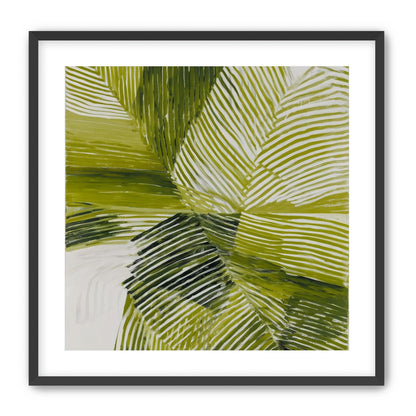 Green bands crossing white ground