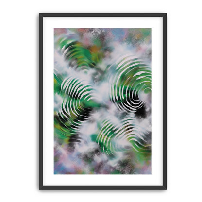 White haze over green spirals