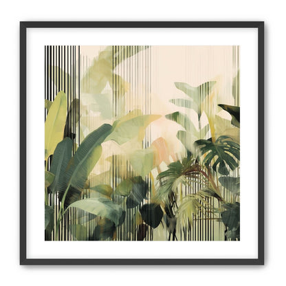 Green leaves in striped light