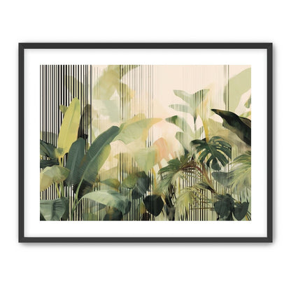 Green leaves in striped light