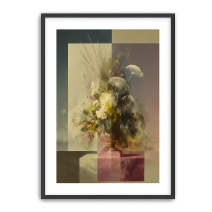 Vase of flowers within panes