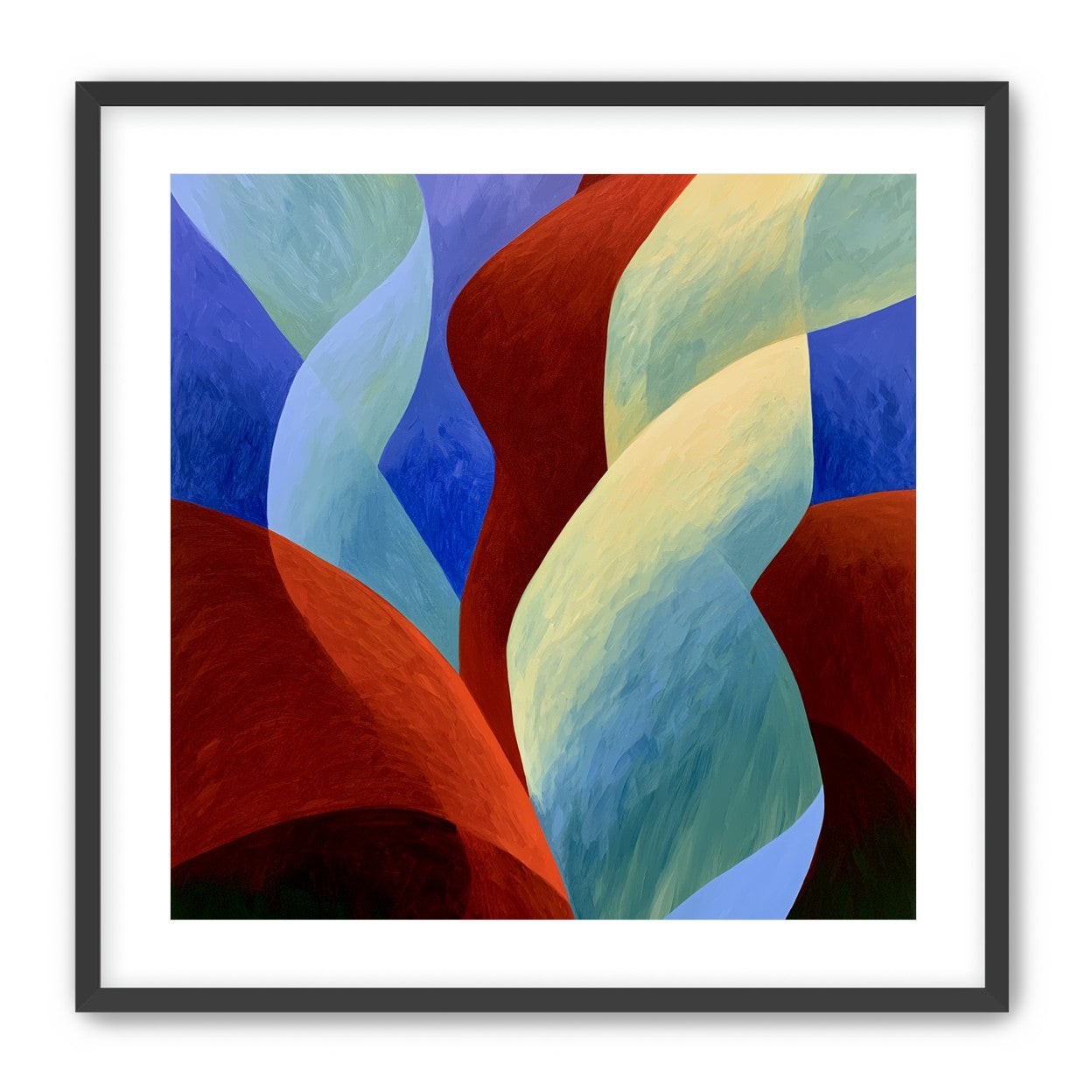 Red slips through cool blues