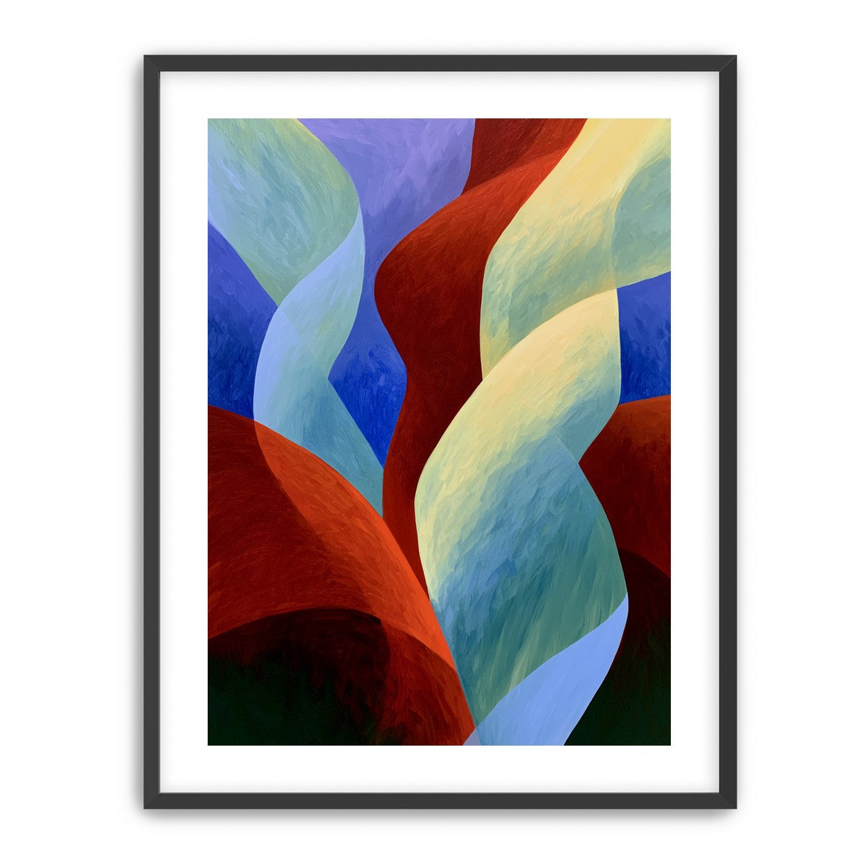 Red slips through cool blues