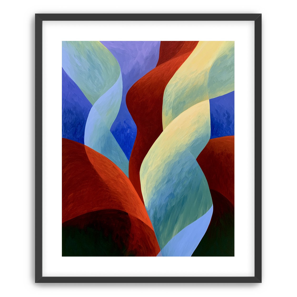 Red slips through cool blues