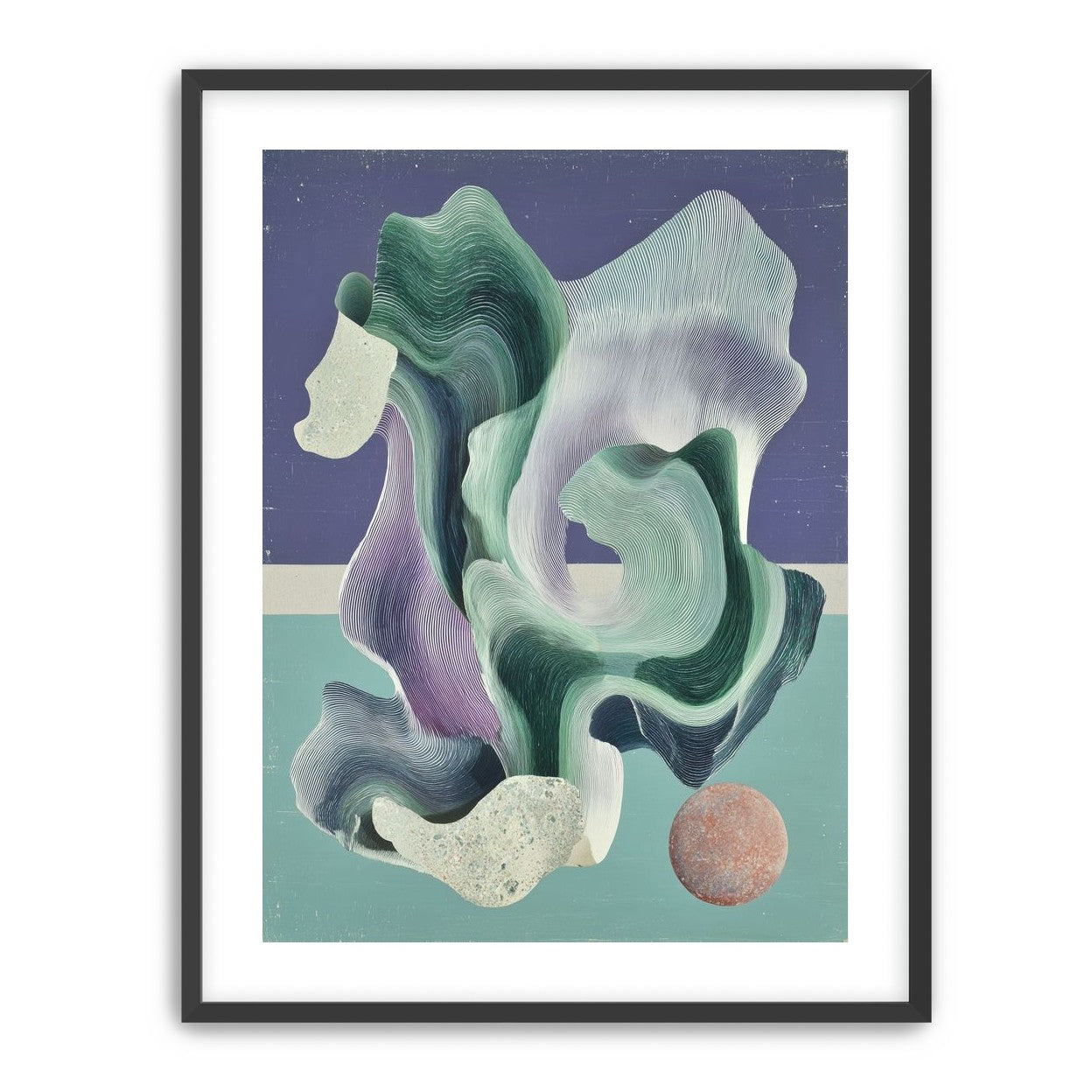 Striped swell and red stone