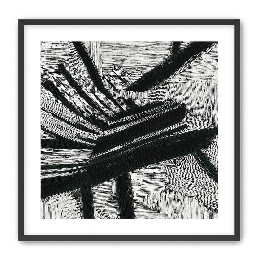 Black cuts through white grain