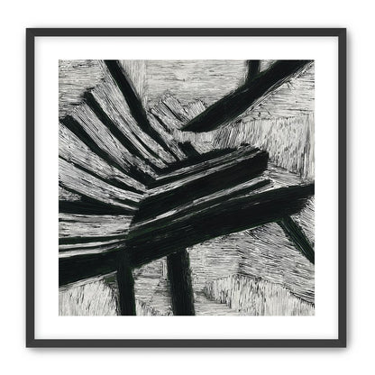 Black cuts through white grain