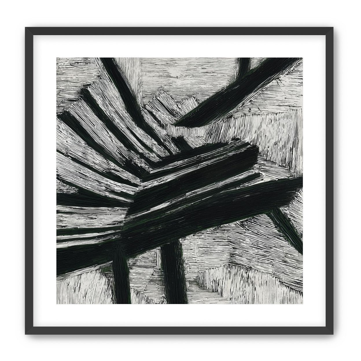 Black cuts through white grain