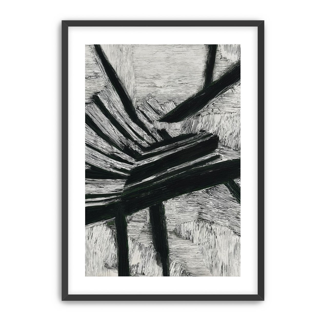 Black cuts through white grain
