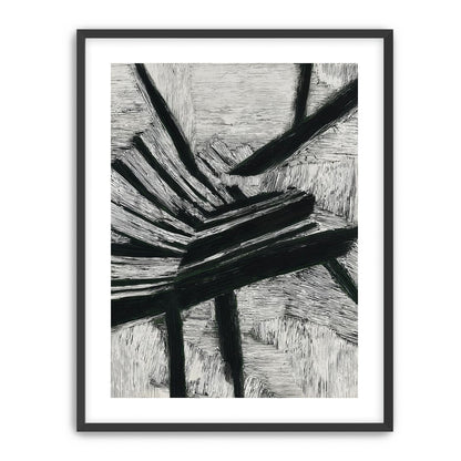 Black cuts through white grain