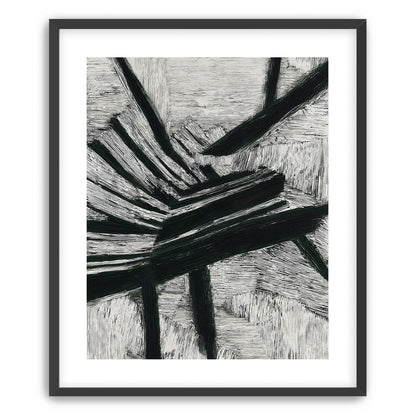 Black cuts through white grain