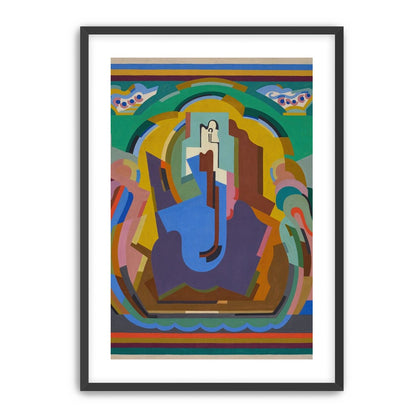 A figure under painted arches
