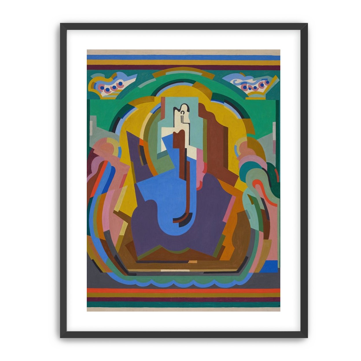 A figure under painted arches