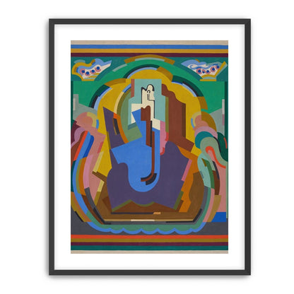 A figure under painted arches