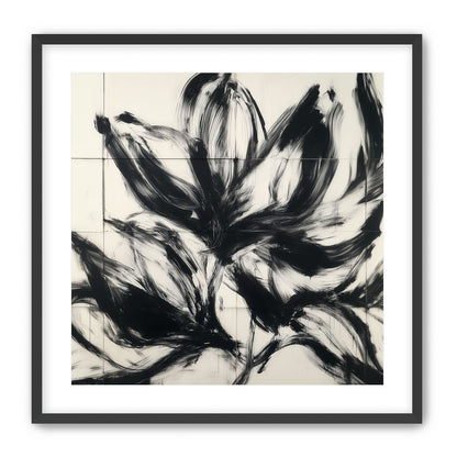 Black petals on pale grid