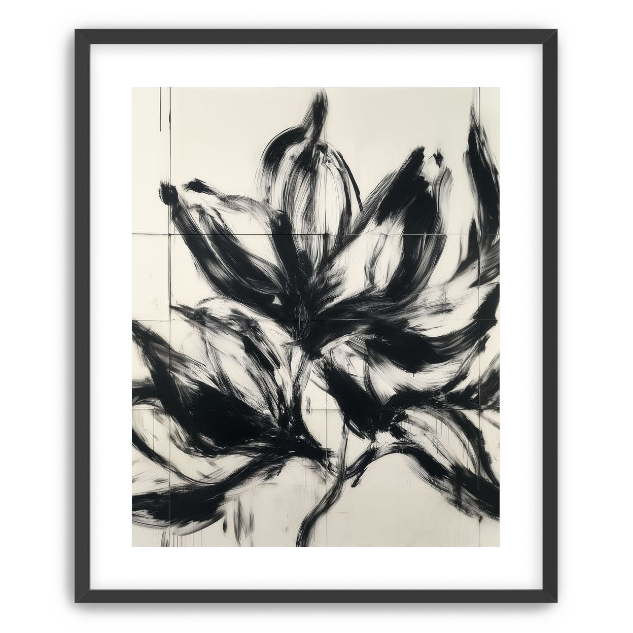 Black petals on pale grid