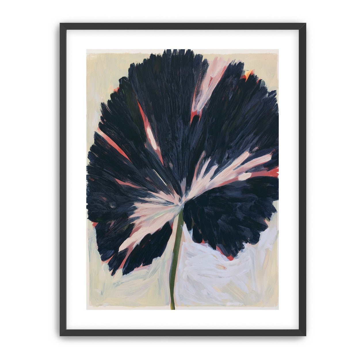 Dark petals across pale ground