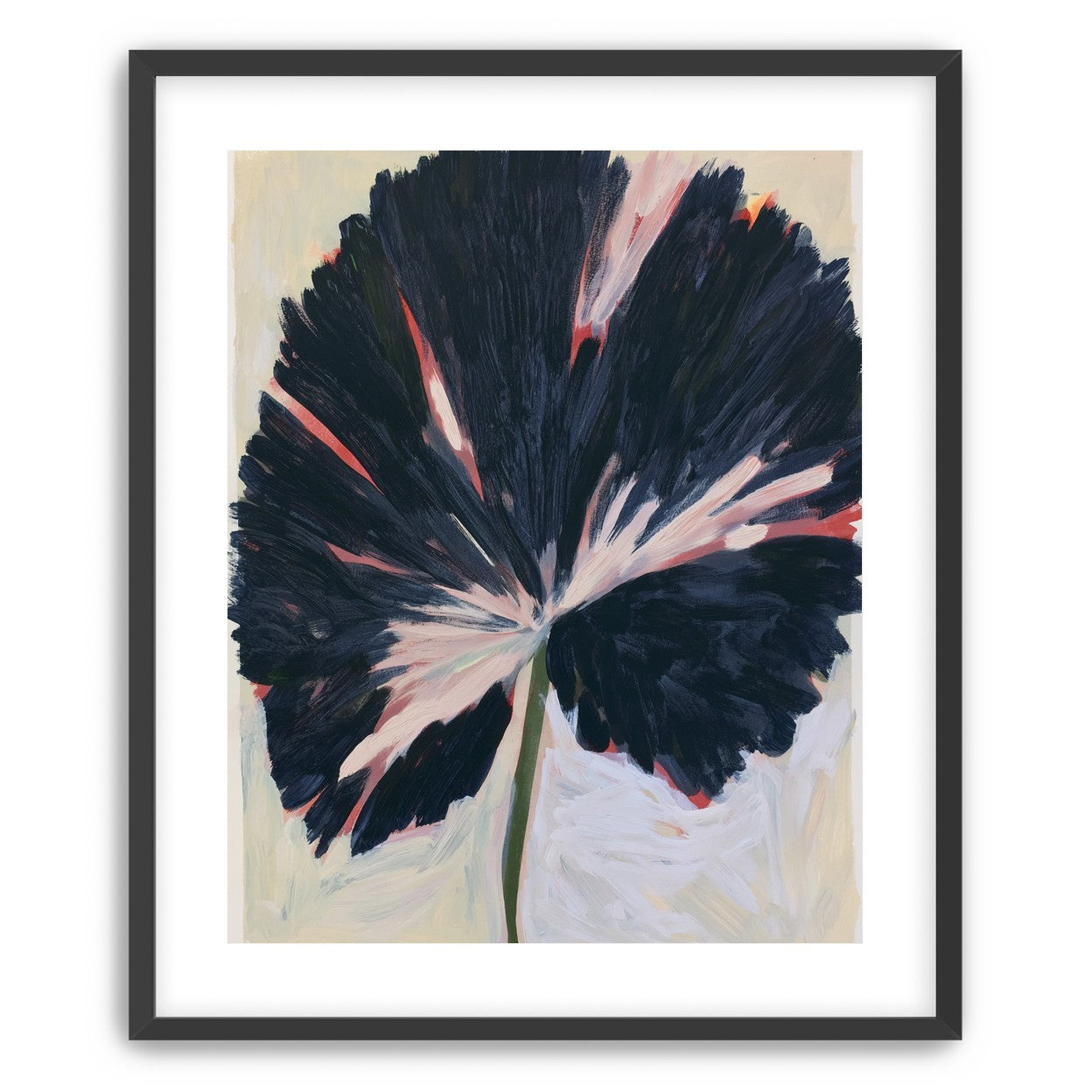 Dark petals across pale ground