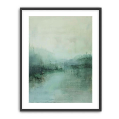 Misty harbor with boats