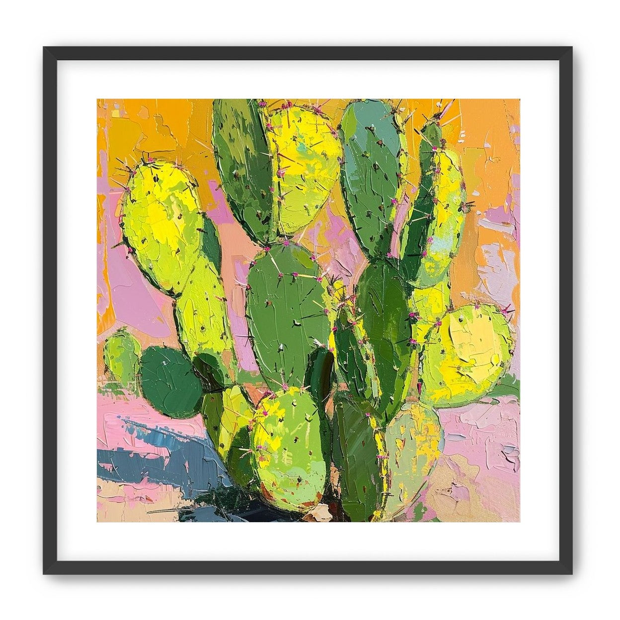 Thick paint on cactus pads