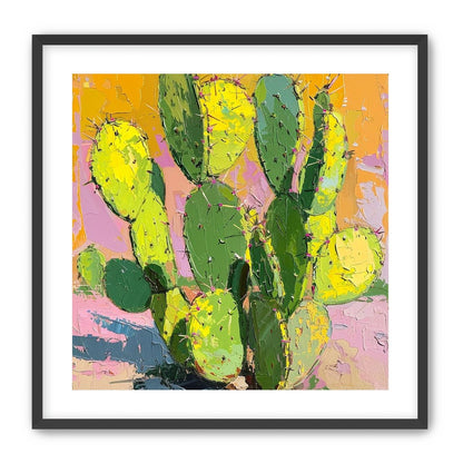 Thick paint on cactus pads