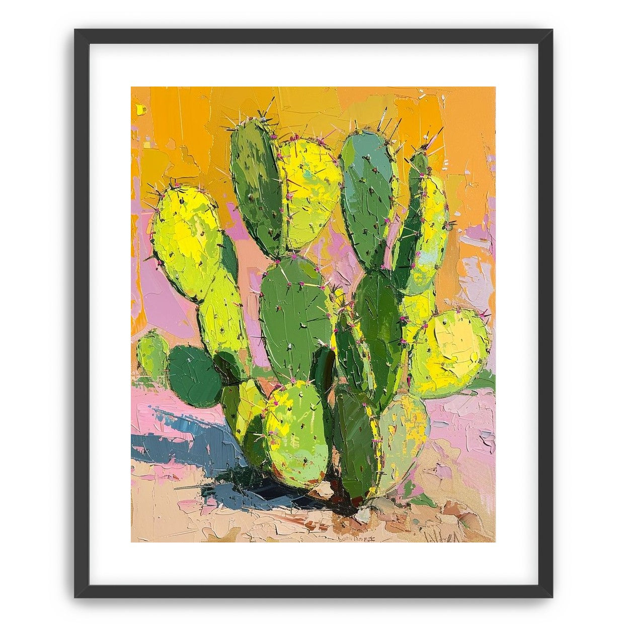 Thick paint on cactus pads