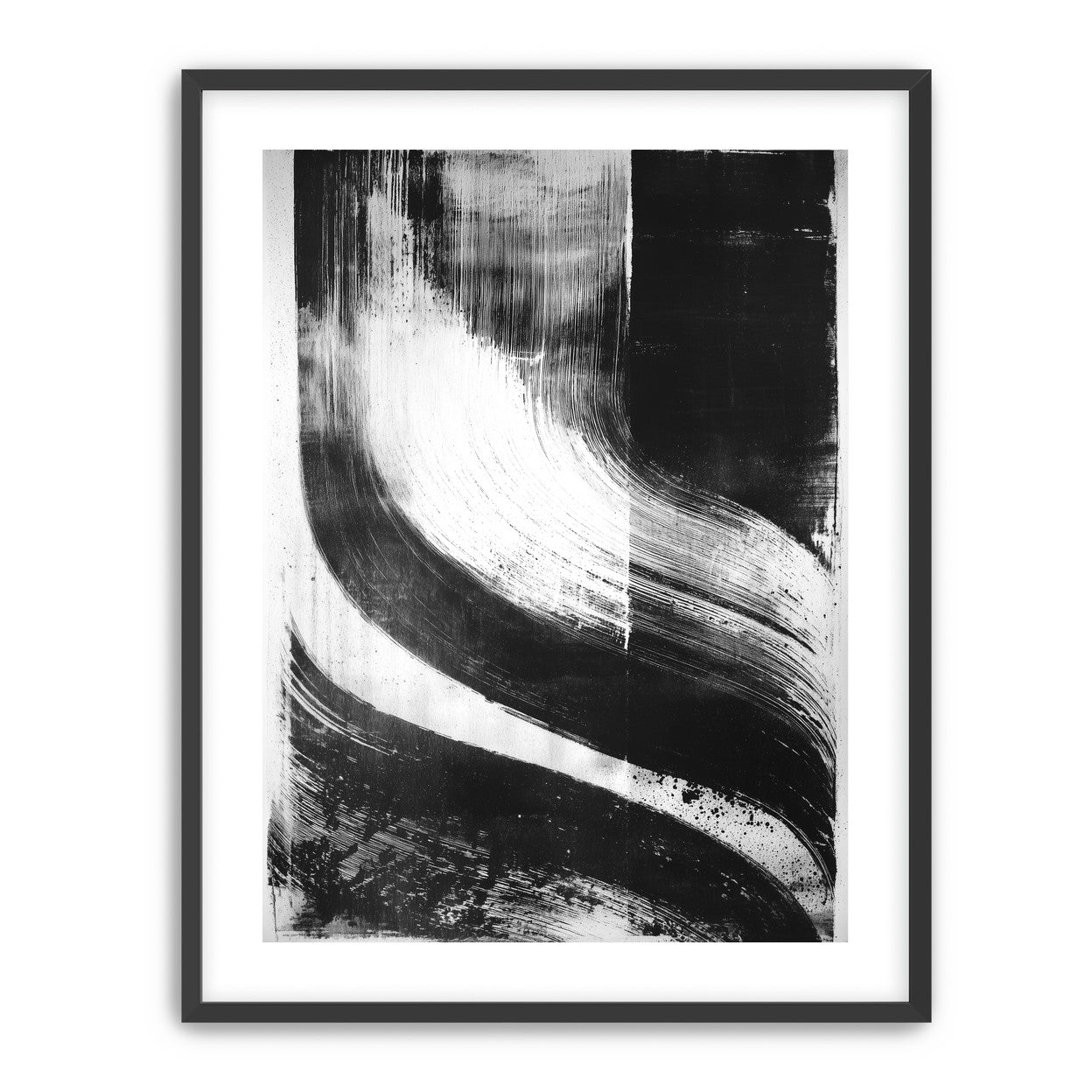 Scraped arcs in black ink