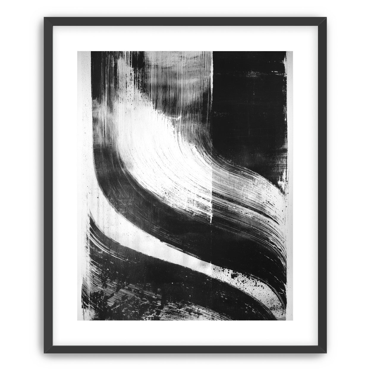 Scraped arcs in black ink