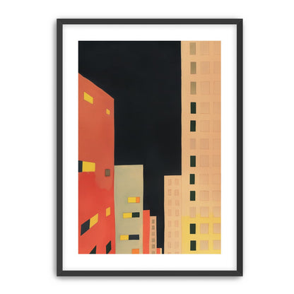 Lit windows in black sky