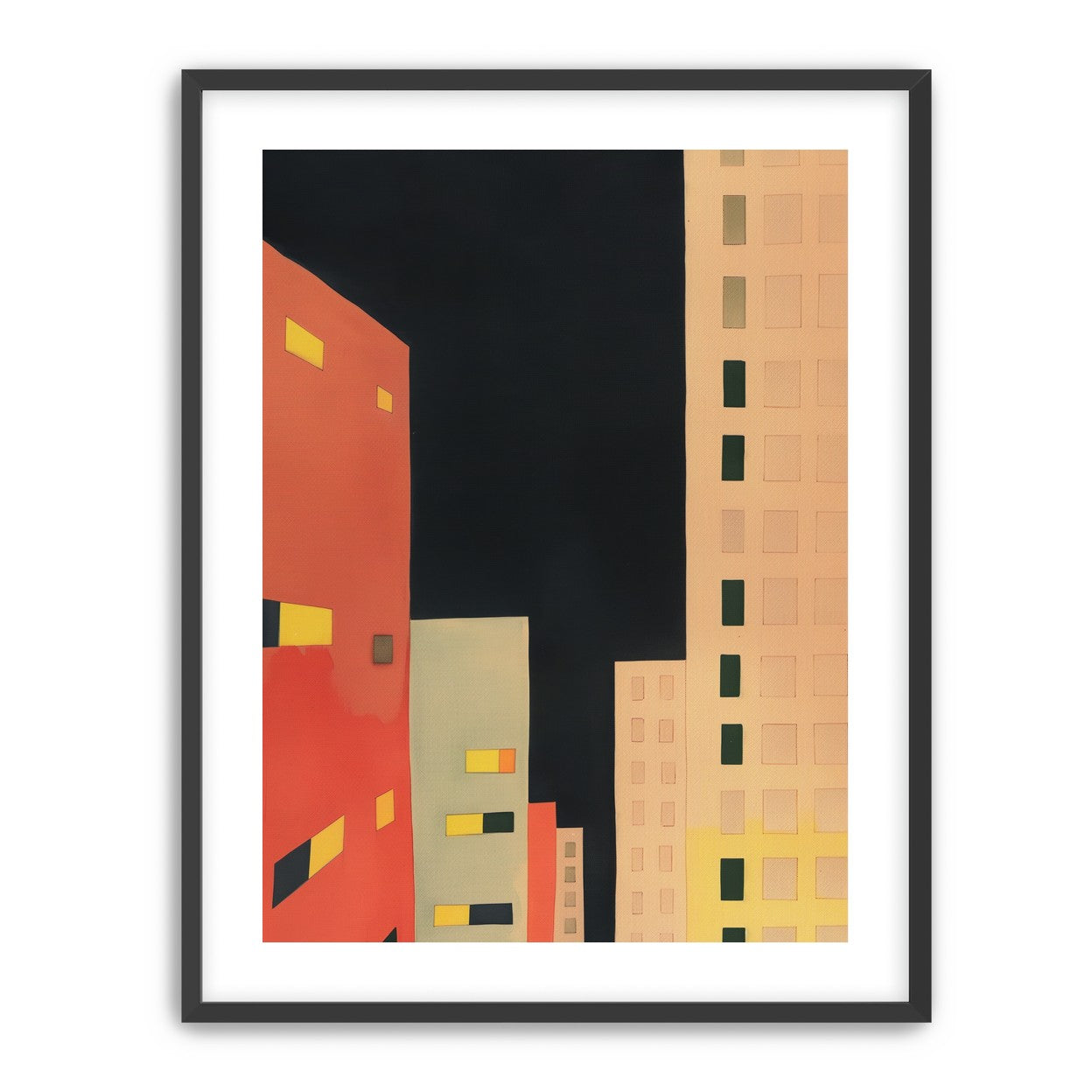 Lit windows in black sky