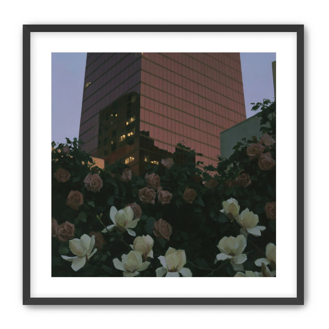Pink tower above magnolias