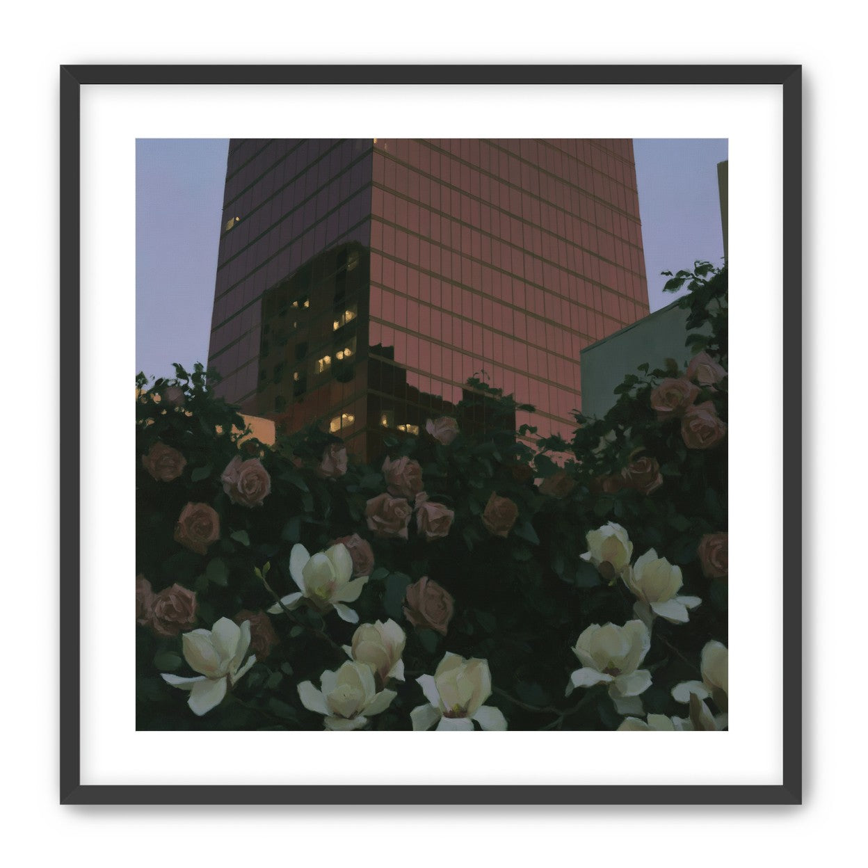 Pink tower above magnolias
