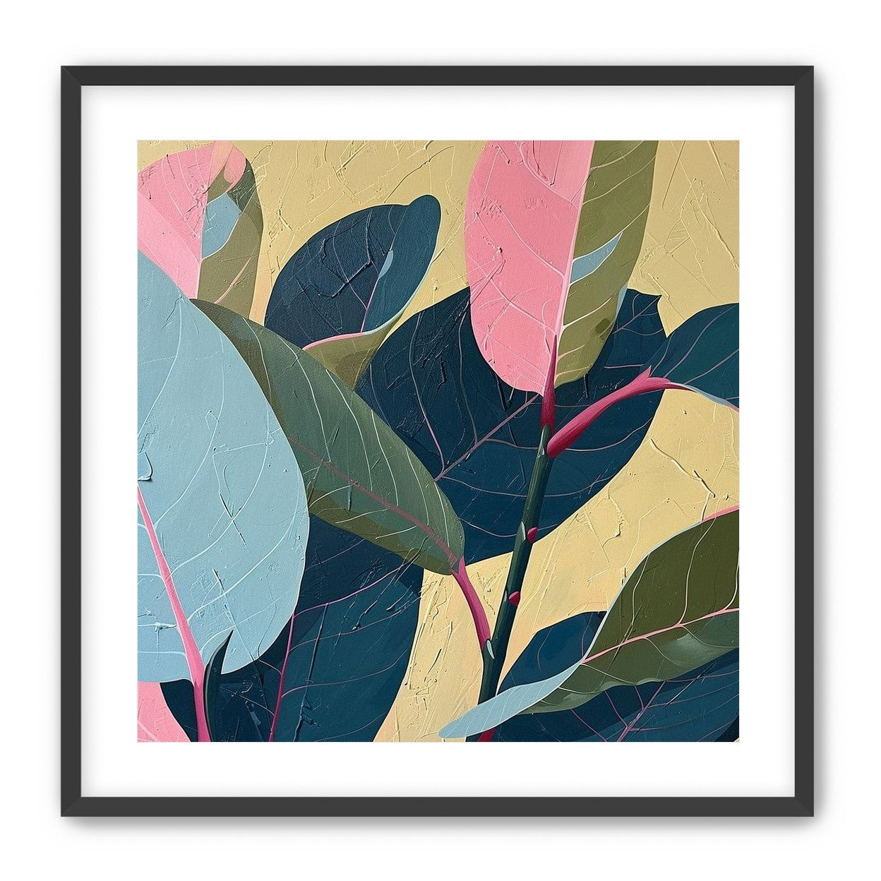 Leaves on cracked plaster
