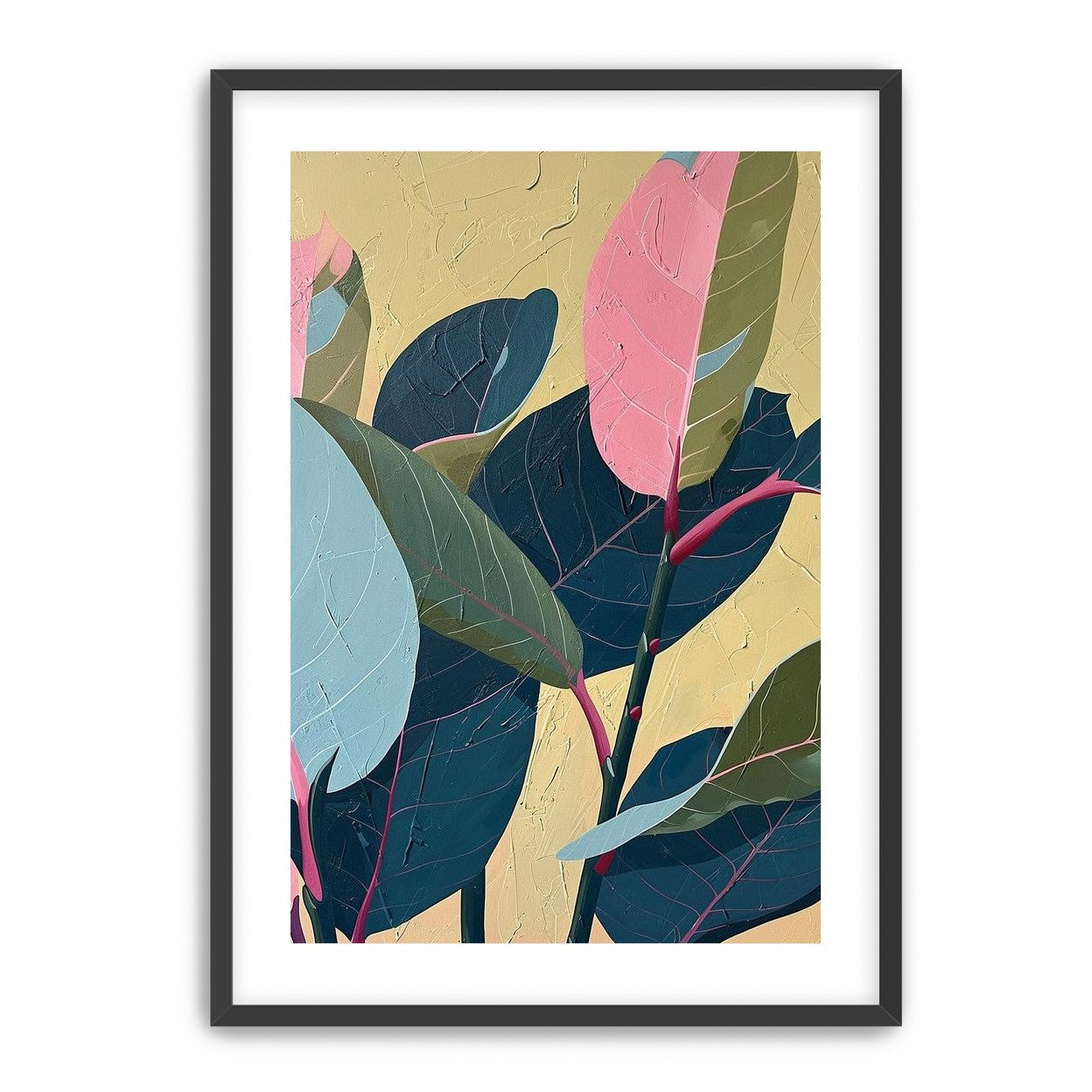 Leaves on cracked plaster