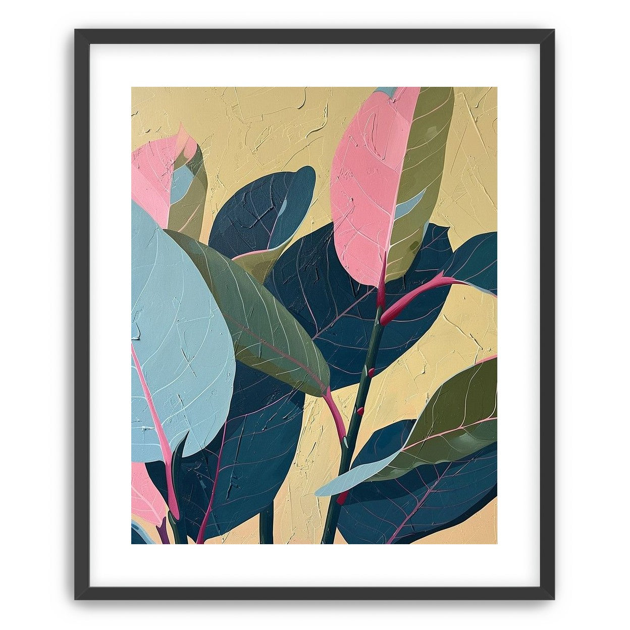 Leaves on cracked plaster