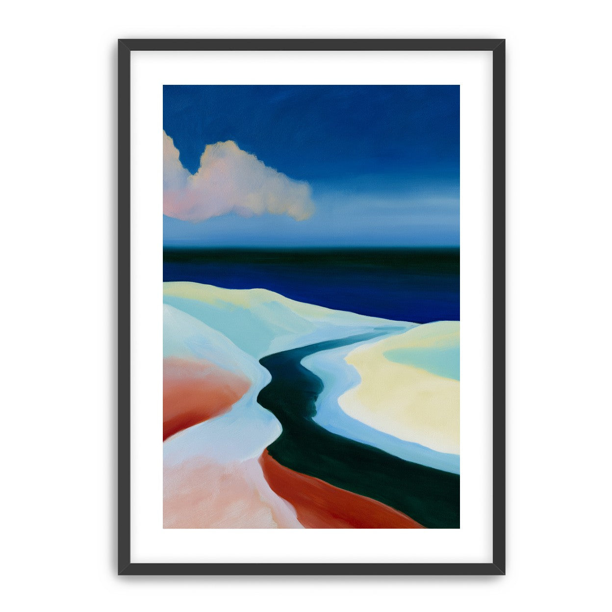 Deep blue over pale dunes