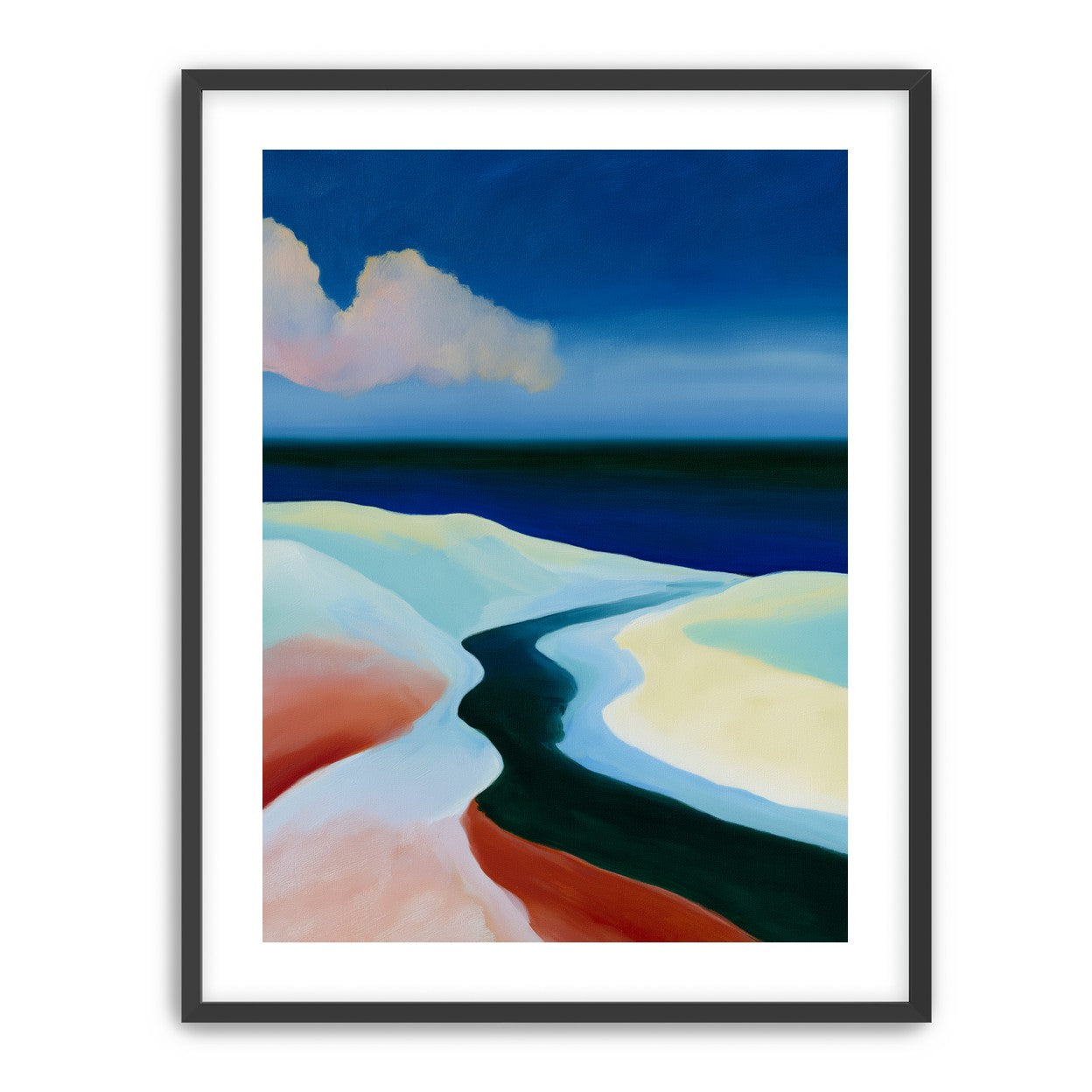 Deep blue over pale dunes