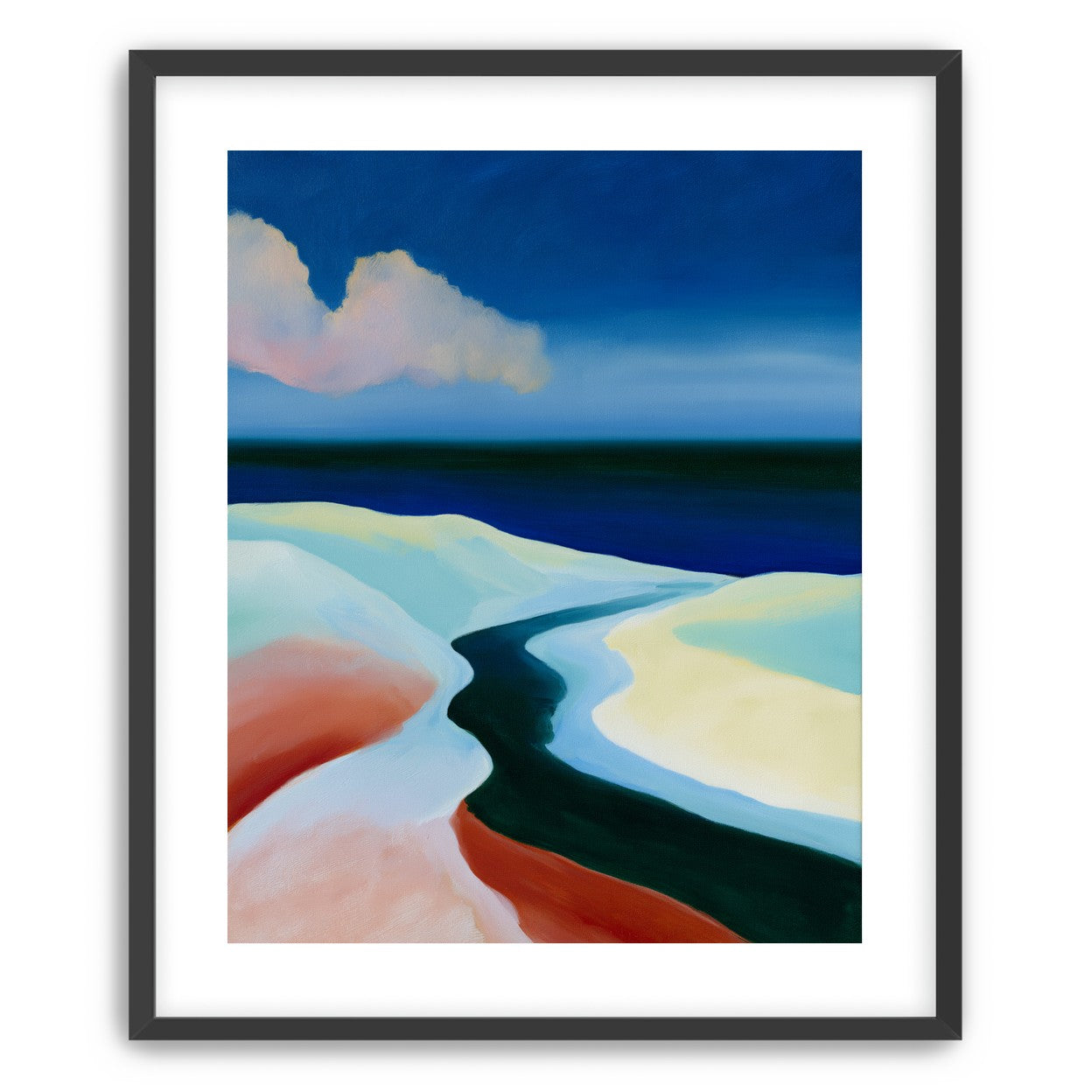 Deep blue over pale dunes