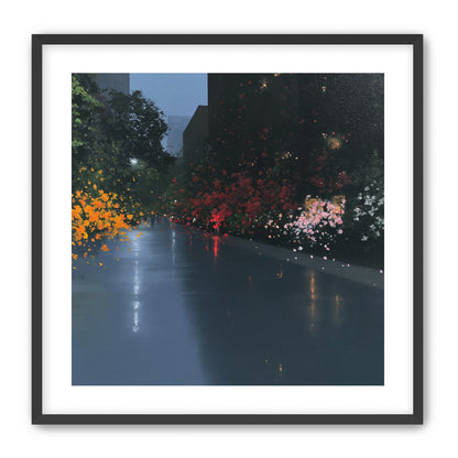 Rainlight on the flowered street