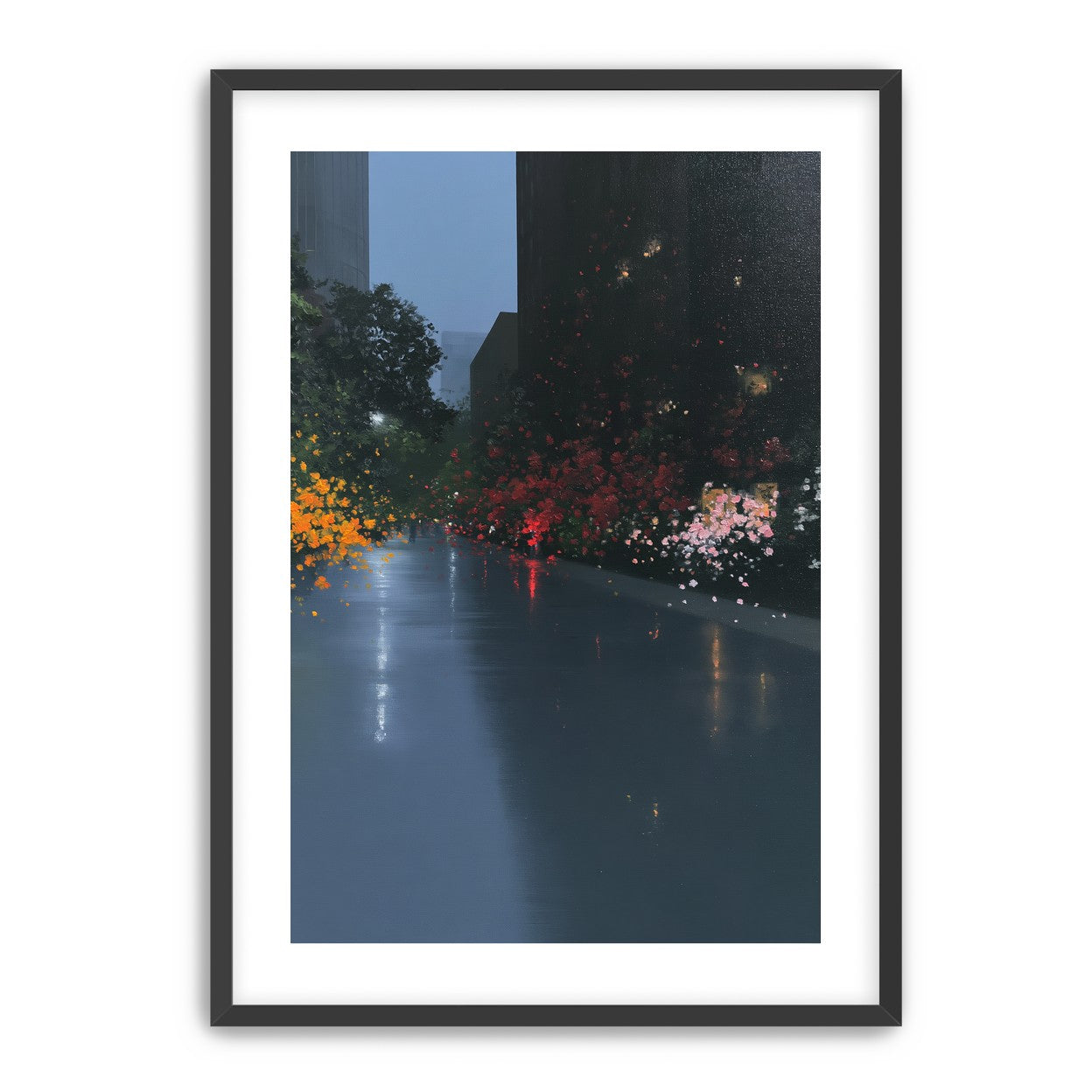 Rainlight on the flowered street