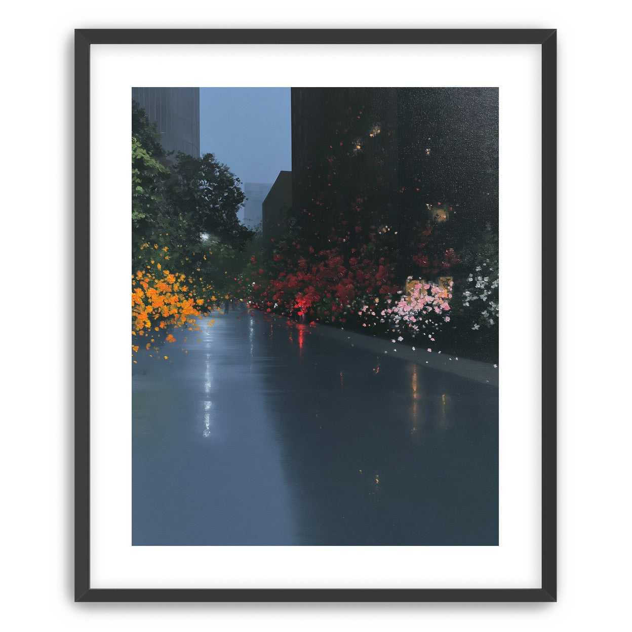 Rainlight on the flowered street