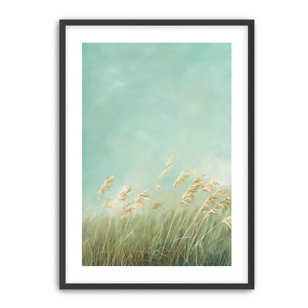 Turquoise sky over pale grass