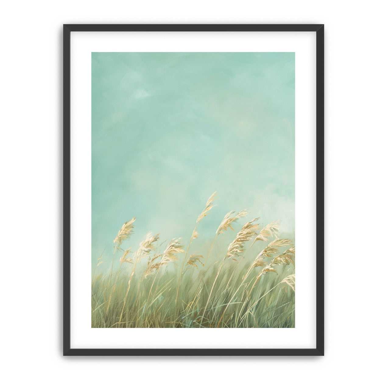 Turquoise sky over pale grass